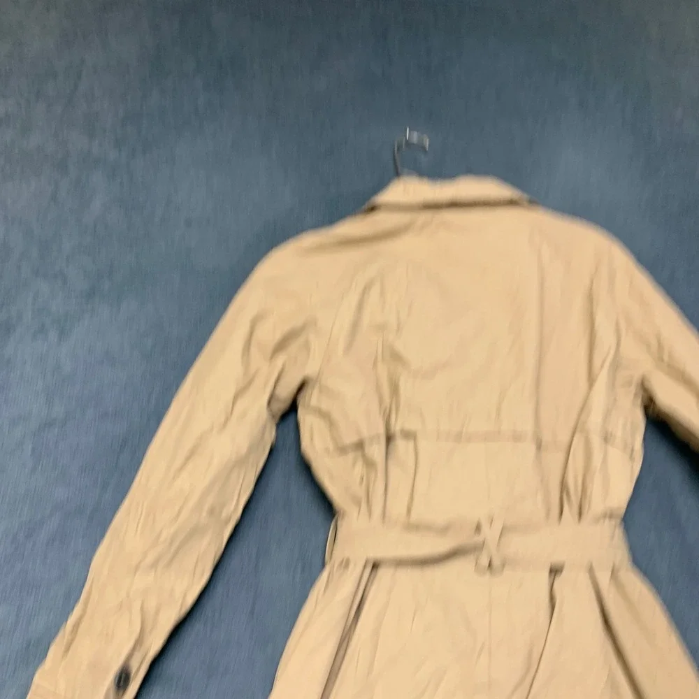 Zara Trench Coat Girls 13-14 Beige Lined Vented Back Double Breasted Tie Waist